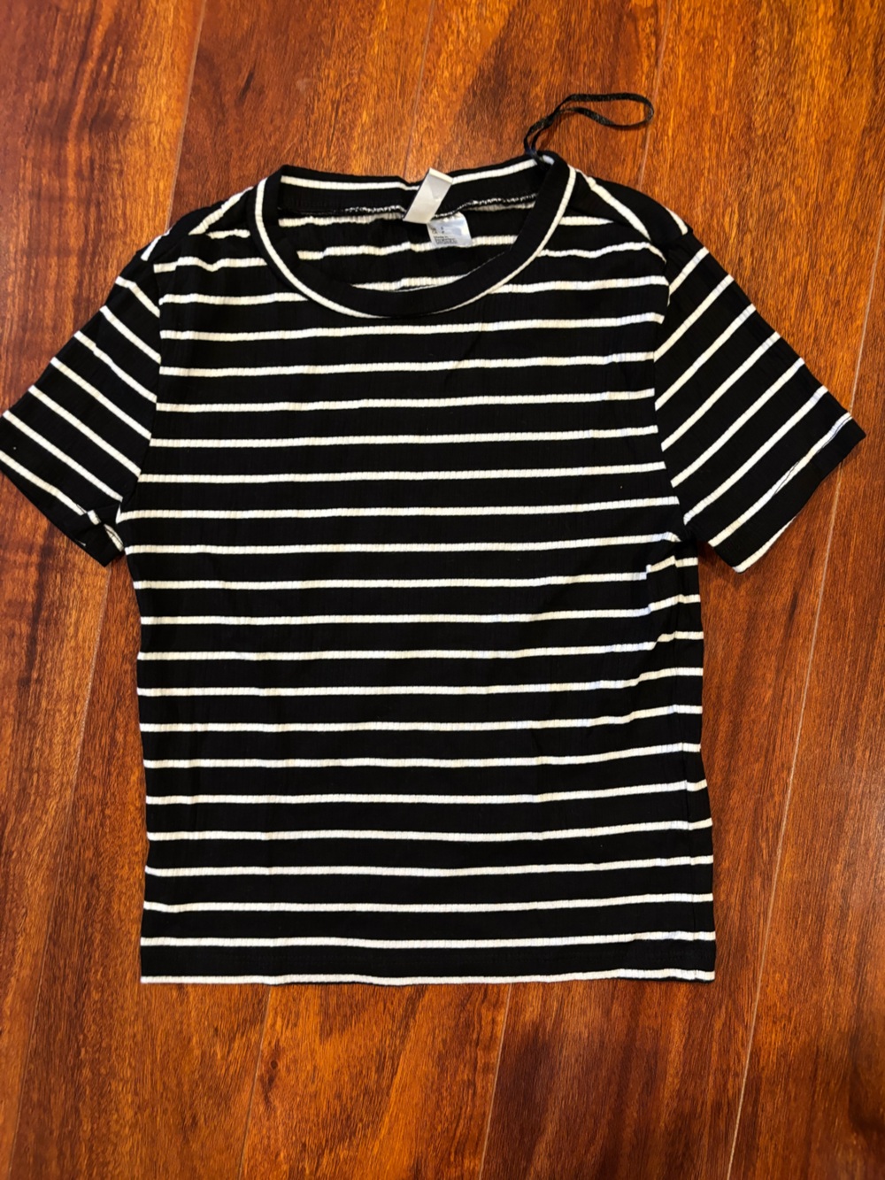 Divided Black and White Striped Crop Top